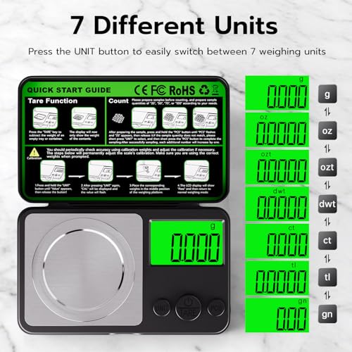 Wigearss Digital Milligram Scale 50g x 0.001g, Mini Precision Scale with Tare Weight Function, Calibration Weight ＆ Backlit LCD Display, Pocket Micro Scale for Weighing Powder, Gold, Jewelry, Herbs - color: Black