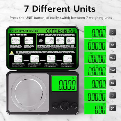 Wigearss Digital Milligram Scale 50g x 0.001g, Mini Precision Scale with Tare Weight Function, Calibration Weight ＆ Backlit LCD Display, Pocket Micro Scale for Weighing Powder, Gold, Jewelry, Herbs - color: Black