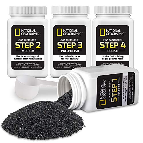 NATIONAL GEOGRAPHIC Rock Tumbler Grit and Polish Refill Kit - Tumbling Grit Media, Polish Up to 20 lbs. of Rocks, Works with any Rock Polisher & Tumbler Supplies - style: Bulk Grit Media