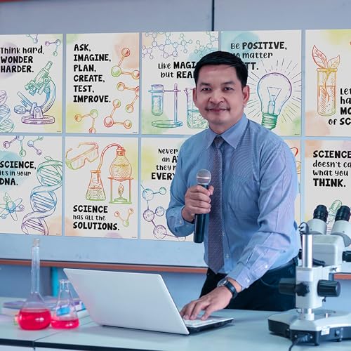 Decorably 12 Pun Chemistry Apparatus Science Posters for Classroom, 11x14in - size: 11 x 14 in