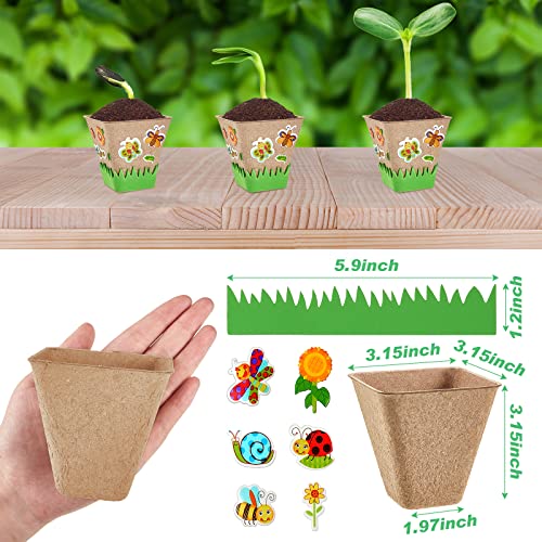 Gueevin 50 Pack Garden Paper Pots Craft Kit, Square Peat Plant Starters