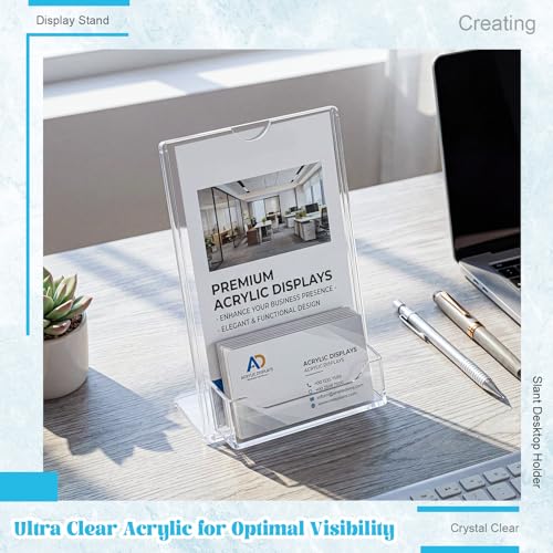 6 Pcs Acrylic Sign Holder Business Card Holder, 4 x 6 Inch, Top Insert - color: Top Insert, size: 4 x 6 Inch