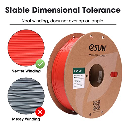 eSUN PLA Filament 1.75mm, High Toughness 3D Printer Filament Upgraded PLA Filament, Dimensional Accuracy +/- 0.03mm, 1KG Cardboard Spool (2.2 LBS) 3D Printing Filament for 3D Printers, Red - color: Red, size: PLA 1.75MM - 1KG