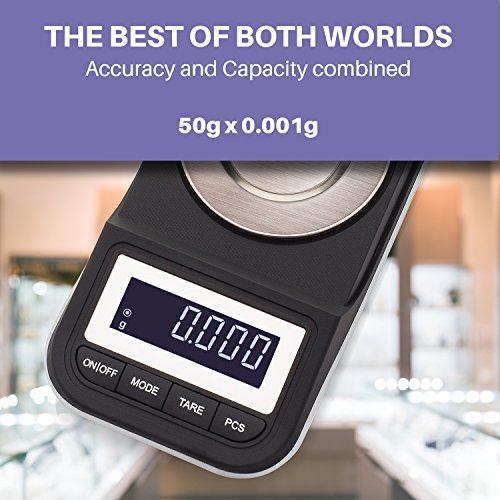 Smart Weigh Milligram Powder Scale, 50g x 0.001g, Reloading, Weed & Gold - size: GEM 50