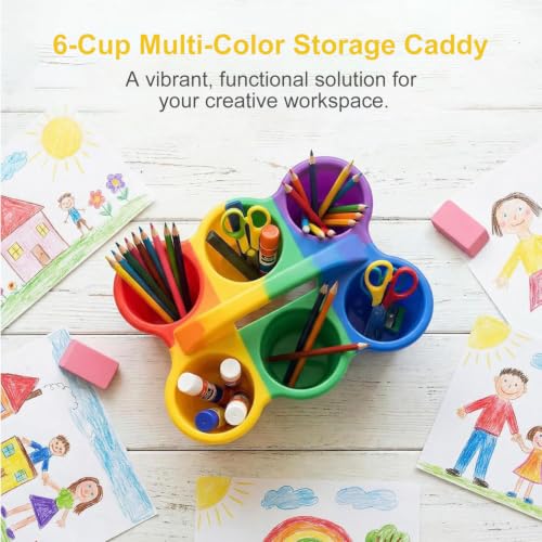 6 Pack Classroom Caddy with Handle, 6 Compartments Multicolor - color: Vibrant Multicolor