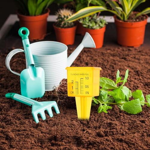 10 Pcs Rain Gauges, 1.57" Sprinkler Rain Gauge for Lawn with Wide Mouth, Transparent Outdoor Water Measuring Tool for Accurate (Yellow)