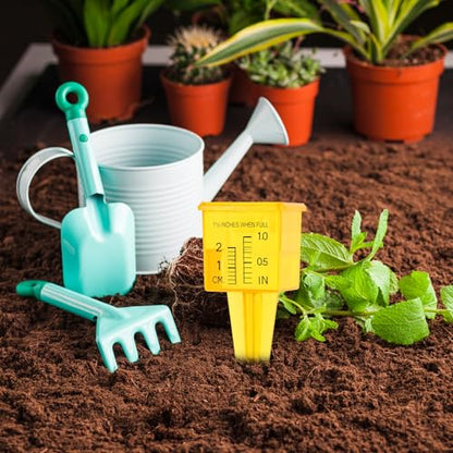 10 Pcs Rain Gauges, 1.57" Sprinkler Rain Gauge for Lawn with Wide Mouth, Transparent Outdoor Water Measuring Tool for Accurate (Yellow)