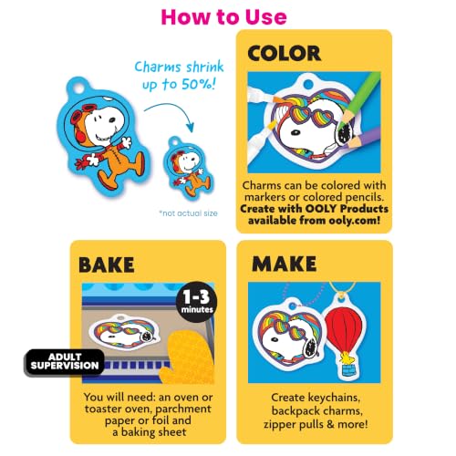 Ooly DIY Shrink Art Charms Kit, 34 Pc - Peanuts Officially Licensed - color: Peanuts Snoopy & Woodstock