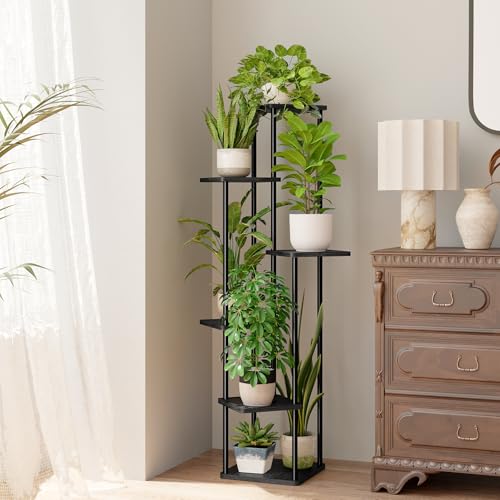 Bamworld Tall Plant Stand Indoor 6 Tier Corner Plant Shelf - color: Dark Brown, size: 6 Tier
