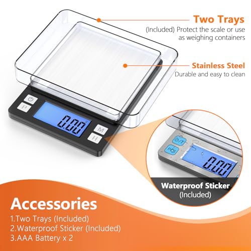 BOMATA Digital Jewelry Scale, 1000g×0.01g High Precision Gram Scale - color: Black