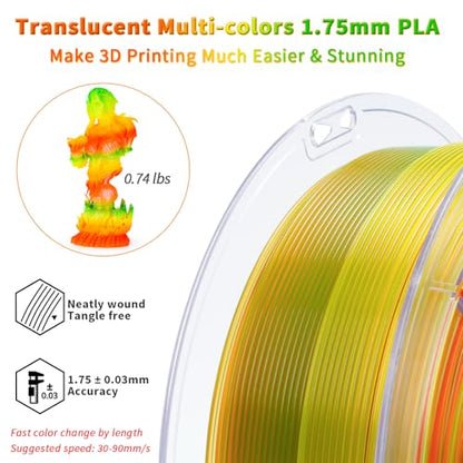 ZIRO Fast Color Change PLA, Transluent Filament 1.75mm, Crystal Nectar - color: Cyrstal Nectar