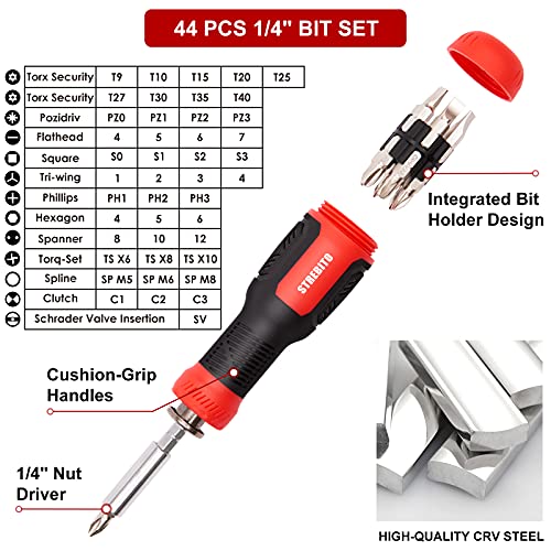 STREBITO 191-Piece Multi-Bit Screwdriver, Precision Screwdriver Set(Red) - color: Red