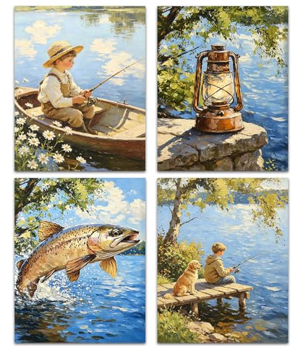 ZOIYINO Kids Nursery Hunting Art Prints,Fishing Nursery Decor - color: Kids Nursery Hunting Art Prints