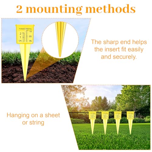 20pack Yellow Transparent Rain Gauge, Sprinkler Gauge Compact Portable 1.5" Wide Mouth Outdoor Rain Gauges For Yard Lawn Garden With Inch And Centimeter Scales Accurate Rainfall Measurement