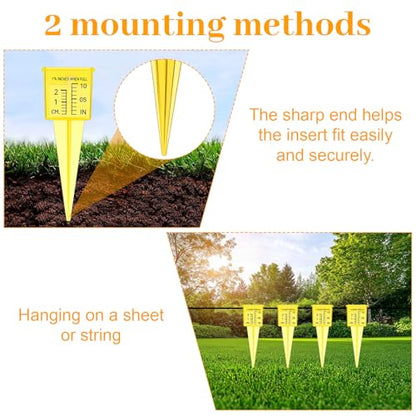 20pack Yellow Transparent Rain Gauge, Sprinkler Gauge Compact Portable 1.5" Wide Mouth Outdoor Rain Gauges For Yard Lawn Garden With Inch And Centimeter Scales Accurate Rainfall Measurement