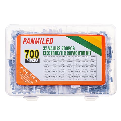 35 Values 700 Pieces Aluminum Electrolytic Capacitor Assortment Kit 0.1uF-1000uF 10V 16V 25V 50V Direct Insertion Aluminum Electrolytic Capacitor Series - style: 10V-50V 700PCS