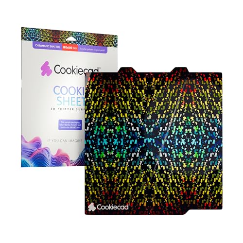 Cookiecad Cookie Sheet - Holographic 3D Printer Build Plate - Double Sided Reflective 3D Printer Bed, Flexible Spring Steel 3D Printer Platform (Chromatic Shatter, 180x180) - size: 180x180, style: Chromatic Shatter