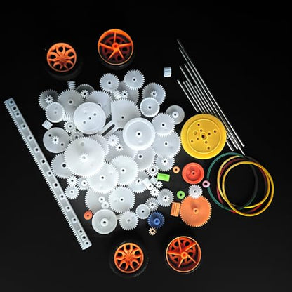 82PCS Plastic Gears Set Motor Gear Accessories for DC Motor DIY Model Toys RC Car Robot Gear Replacement Module 0.5 Gears Axle Tire Gear Belt Bushings Rack DIY Set