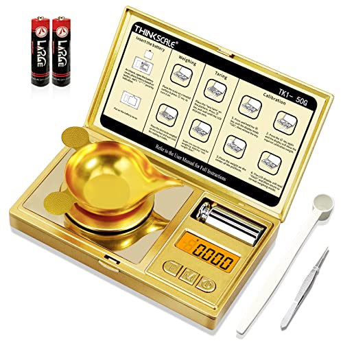 THINKSCALE Milligram Scale 50g x 0.001g, Powder Scale for Reloading Gold - color: Gold