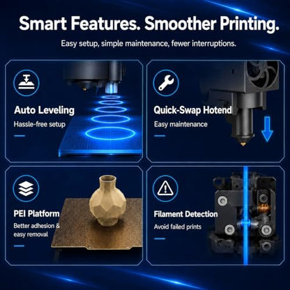 Entina Tina2 Plus 3D Printer, 250mm/s Fast Printing 3D Printer for Beginners & Kids, WiFi & App Control, Fully Assembled, Auto Leveling, PEI Build Plate, Open Source Mini 3D Printers for Home & School - color: Blue