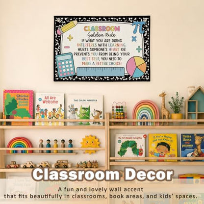 Math Classroom Golden Rule Decor Canvas Wall Hanging Banner - color: 03-Classroom Golden Rule - Math Theme