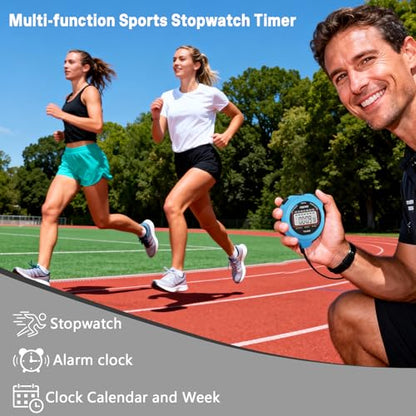 Stopwatch Timer, Digital Stop-Watch for Sports, Blue - color: Blue