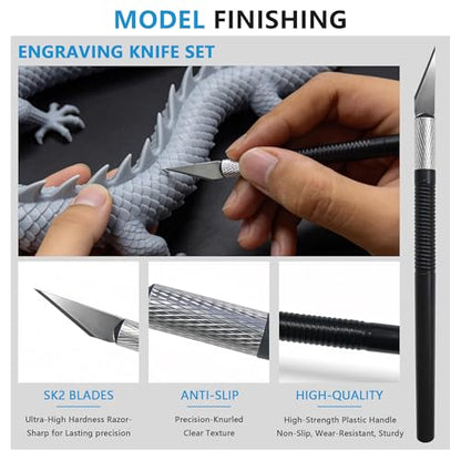 3D Printer Tools Kit, 55PCS 3D Printer Accessories & 3D Printing Tools Kit with Nozzle Cleaner Needles, Scraper, Files, Brushes, Wrench, Engraving Knife for FDM SLA Printers, for Bambu Lab, etc.