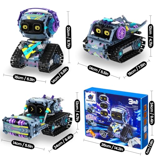 Robot Building Kit, 3-in-1 Programmable Robot Kit, 519 Pieces