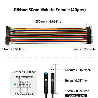 Chanzon 40pcs 30cm Long Male to Female Ribbon Jumper Wire Dupont Cable Line - color: (2) Male to Female (40pcs), size: 30CM