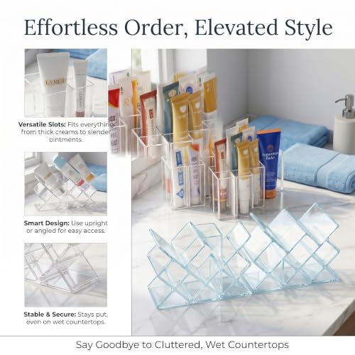 Plastic Medicine & Ointment Organizer Box with Multi-Compartment Storage - Medicine Cabinet Shelf Tube Holder for creams ointments lotions Pills