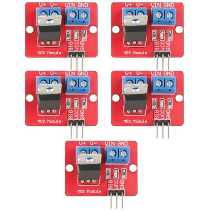 5 Pack IRF520 MOSFET Driver Module 3.3V/5V PWM Control Board for DC Motor and LED Dimming, 0-24V Output