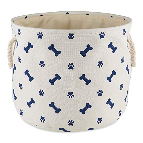 Bone Dry 5511 Pet Storage Collection Paw and Bone Print, Medium Round, Nautical Blue - color: Nautical Blue, size: Medium Round, 12x15x15"