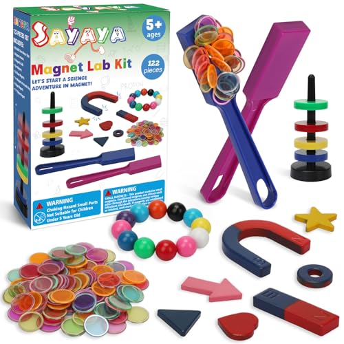 SAYAYA 122 PCS Magnetic Science Kit for Kids - Magnetic Balls, Bingo Wands with Chips, STEM Learning Set Magnet Toys for Classroom, Back to School Supplies, Educational Activities Gift for Boys Girls - size: 122 PCS