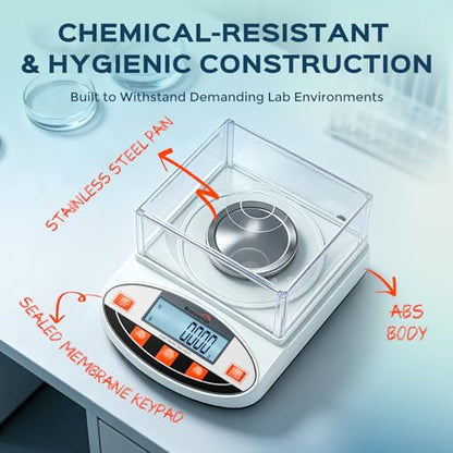 Bonvoisin Lab Scale 500g x 0.001g Digital Gram Scale Analytical Balance - size: 500g, 0.001g