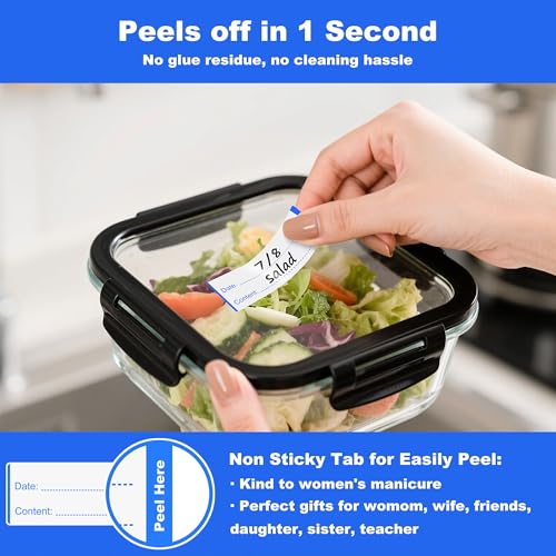 NATURALABEL 300 Removable Freezer Labels with Dispenser, 1" x 3" (Blue) - color: Preprinted-blue