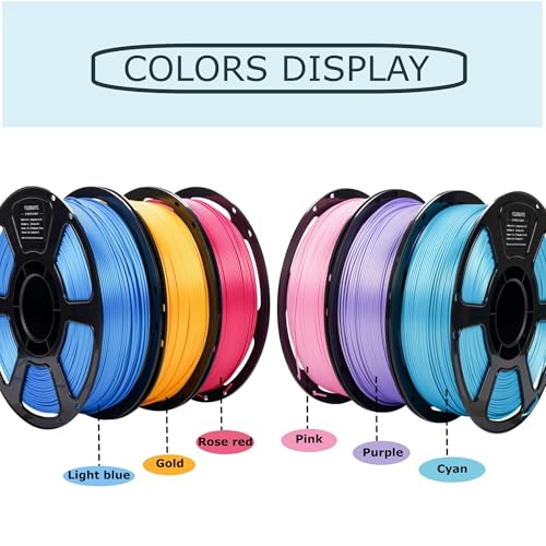 Silk PLA Filament Bundle 6KG, Shiny 3D Printer Filament 1.75mm - color: Silk Gold+cyan+purple+pink+light Blue+rose Red