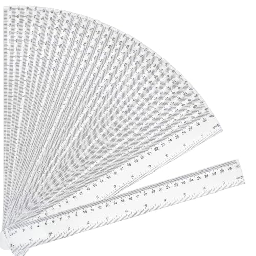 30 Pack Clear Rulers for Classroom, Bulk 12 Inch Ruler Set for Students
