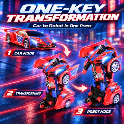 DEERC Spider Transforming RC Car for Boys, 2.4GHz Remote Control Robot Toy