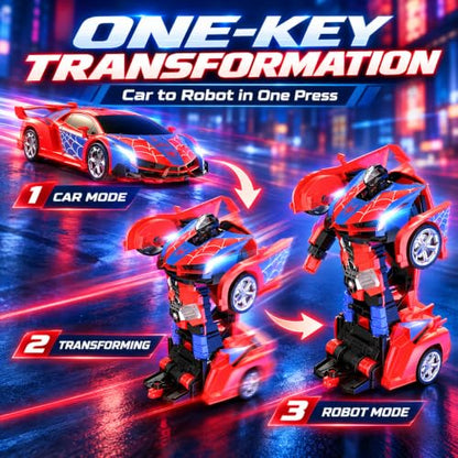 DEERC Spider Transforming RC Car for Boys, 2.4GHz Remote Control Robot Toy
