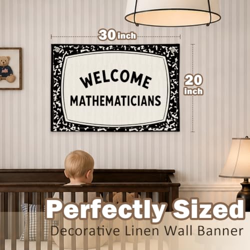 Math Classroom Decor Canvas Wall Hanging Banner - color: 04-Welcome Mathematicians - Composition Notebook