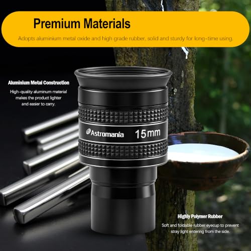 Astromania Telescope Eyepiece 15mm, Wide Angle 58° Planetary Eyepiece 1.25" - size: 15MM