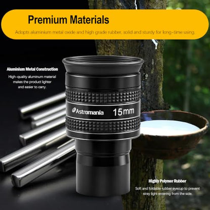 Astromania Telescope Eyepiece 15mm, Wide Angle 58° Planetary Eyepiece 1.25" - size: 15MM