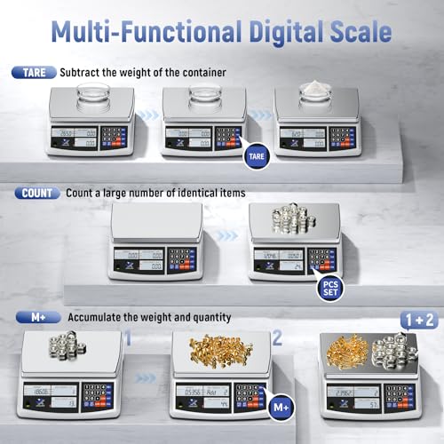 Industrial Counting Scale 40kg/88lb x 1g Precision Bench Scale Digital Inventory Counting Weight Scale for Small Parts and Coins, Electronic Gram Scale with Batteries/AC Power, lb/g/kg/oz - style: 40kg x 1g