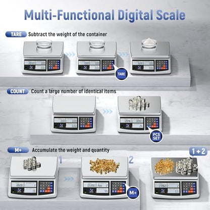 Industrial Counting Scale 66lb/30kg x 0.5g Digital Inventory Scale for Small Parts Coins Jewelry, lb/g/kg/oz Electronic Bench Scale Precision Gram Scale with LCD Backlight Display Batteries AC Adapter - style: 30kg x 0.5g