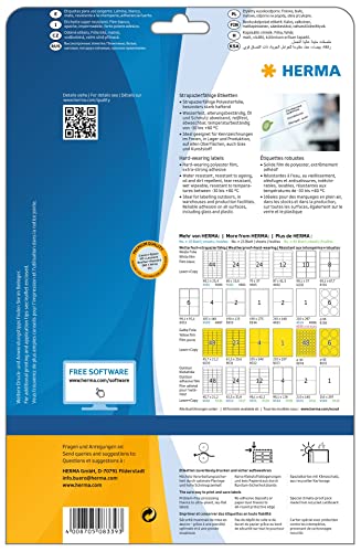 HERMA Self Adhesive Heavy Duty Weatherproof Foil Labels, 44 Labels Per A4 Sheet, 1750 Labels for Laser Printers, 24 x 24 mm (8339), White - size: 24 x 24 mm, style: 25 Sheets