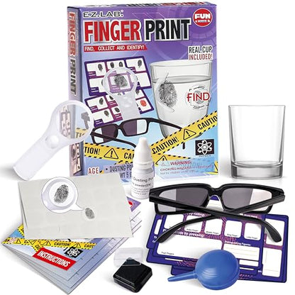 Detective Fingerprint Kit for Kids Ages 8-12, FunKidz Spy Gear Pretend Play STEM Science Kit Project with Crime Scene Investigations Educational Class Tools for Boys Girls