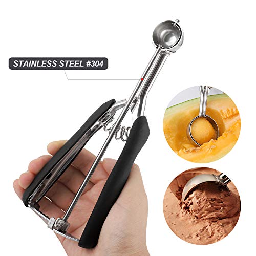 Small Cookie Scoop Set - 2 PCS Include 1 tsp / 1 Tbsp Cookie Dough Scoop, Cookies Scoops for Baking, Made of 18/8 Stainless Steel, Good Soft Grips, Quick Trigger Release - size: 25 & 35 mm / Set of 2