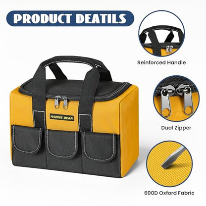 Tool Bag, 12 Inch, Yellow and Black, 3 External Pockets, Zippered Storage, Portable Organizer - size: 12INCH/30CM