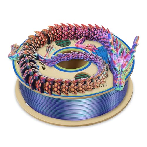 YOUSU 3D Printer Filament 1.75mm,Tri-Colors PLA Filament,Shiny Silk Coextruded PLA, Silk Green Purple Copper Filament, 1kg/2.2lbs - color: 1-green/Purple/Copper