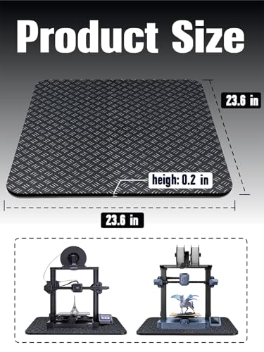 3D Printer Mat 23.6''x23.6'', High-Rebound Silicone Anti Vibration Pad, Non-Slip Damping Mat for 3D Printer/CNC/Laser Engraver, Noise Reduction, Stop Drifting, Fits Most Vibration Machines